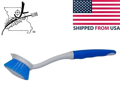 Plastic Bristle Scrub Brush Cleaning Dishwashing, Scraping Edge, Grip Handle