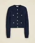 J Crew Cashmere cable-knit cardigan Small Gold Button Lady Jacket Sweater Navy