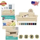 Pet-Friendly Beige Checkered Couch Slipcovers - Durable 4-Piece Set, 71''-91''