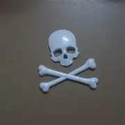 1x White Glossy Big Skull Crossbones skeleton Metal Badge Decal Emblem Sticker (for: Porsche)