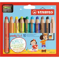 在飛比找蝦皮購物優惠-STABILO woody 3 in 1系列 10色 粉蠟筆