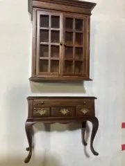 CONCORD "MUSEUM" 2 PIECE BROWN OR BURGUNDY HUTCH, CABINET, SECRETARY #3044 M/OB