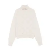 [Peserico] Peserico Diamond-pattern Turtleneck Sweater 42 IT NEUTRALS