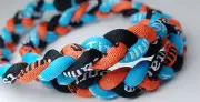 20" Black Orange Light Blue Titanium Necklace Tornado Marlin Color