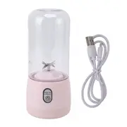 Portable Blender USB Rechargeable 6 Blades Mini Juicer Cup Fruit Squeezer for Travel Sports Kitchen 410ml Pink