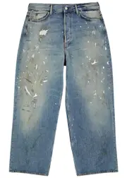 Acne Studios Paint-splattered Distressed Wide-leg Jeans - Light Blue - 48 (IT48 / M) 48 (IT48 / M)
