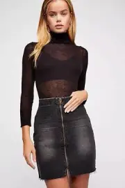 New Free People One Teaspoon Vixen High Waist Mini Skirt, Black, W24 RRP $128