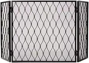 Protection FireGuard Screen Free-Standing 3-Panel Fire Place Screen, Wrought Iron Mesh FireGuard/Stove Screen for Fireplaces,