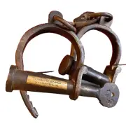 12" Vintage Handcuff Property Of Alcatraz San Francisco Call Antique Iron Cuffs