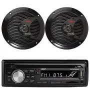 Pyle Bluetooth Marine Stereo Receiver, 2x 6.5" 150 Watts Peak Waterproof Speaker