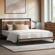 Oikiture Bed Frame King Size Metal Bed Frame Wood