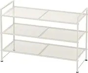 SimpleHouseware 3-Tier Stackable Mesh Shoe Rack with Shelves for Storage Organiser, White