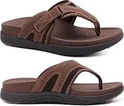 [COFACE] Mens Sandals with Arch Support Sport Recovery Beach Flip Flops for Men Outdoor Leather Thong Sandals Man Thick Cushion Orthopedic Slides Sandal
