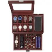 Watch Box, Watch Case with Glass Lid, 8 Slot Watch Display Case, Large Watch ...