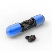 V8 TWS Wireless bluetooth 5.0 Earphone HiFi Noise Cancelling Bilateral Calls Stereo Headphone with Charging Box BLUE COLOR