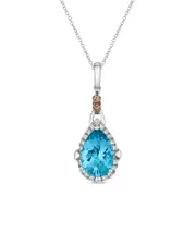 Le Vian Blue Topaz 14K 3.17 ct. tw. Diamond & Blue Topaz Pendant