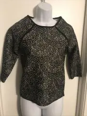 Ann Taylor Floral Jacquard Top XXSP Black Lace Overlay Side Zip 3/4 Sleeve NWT