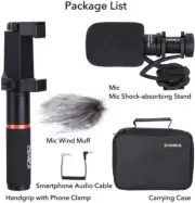 Metal Compact On-Camera Directional Shotgun Video Mic Kit w/Grip Handle - CoMica