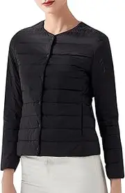 [Generic] Women's Quilted Jacket, Lightweight Crew Neck Down Jacket, Quilted Hooded Jacket, Warm Transition Jacket, Elegant Quilted Coat, Body Warmer, Outdoor Jacket, Feather Light Down Jacket