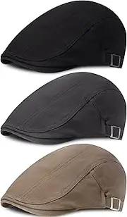 [yoneoisuou] 3 Pieces Mens Newsboy Hat Newsies Hat Adjustable Cadet Cabbie Cap