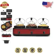 Elegant Triple Slow Cooker Buffet Server - 3 Removable 2.5 Qt Pots - Easy Clean