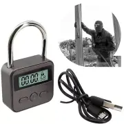 Time Lock LCD Display Time Lock Travel Electronic Timer Waterproof USB Padlock