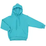 Kids Unisex Basic Pullover Hoodie Jumper School Uniform Plain Casual Sweat Shirt - Teal