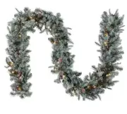 NATIONAL TREE COMPANY 9 FT FROSTED ARCTIC SPRUCE GARLAND CLEAR LIGHTS