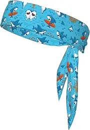 Undersea Whale Sports Strap Double-Sided Headscarf Men's Bow Tie Sports Headscarf Running Yoga Exercise Headband