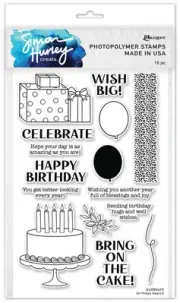 Simon Hurley create. Clear Stamps 6"X9"-Birthday Basics HUR80695