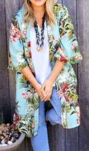 TS TAKING SHAPE plus sz S / 12,14,16 Natural Tropicana Kimono jacket NWT rrp$140