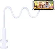 Hosann Century Gooseneck Phone Holder for Bed, Flexible Arm Adjustable Cell Phones Mount Clamp on Desk, 360° Adjustable Compatible with All 4-7” Cellphones, White Stand