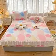 Floral Printed Bed Covers 150x200 Lace Fitted Sheets Breathable Mattress Cover(Pillowcase Need Order),4,Queen 150x200x25cm
