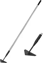 YEELOR Triangle Garden Hoe, Carbon Steel Weed Remover Edger Lawn Tool with 57.5 Inches Stainless Steel Long Handle, Weed Puller Long Handle Hoe for Digging Weeding Hoeing Loosing Soil