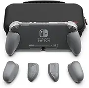 Skull & Co. GripCase Lite Bundle: A Comfortable Protective Case with Replaceable Grips [to fit All Hands Sizes] for Nintendo Switch Lite- Gray