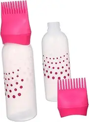 LIFKOME 2Pcs Hair Coloring Bottle Applicator with Scale Lines Hair Dye Bottle for Home Salon Use Smooth Surface for Even Distribution for Dry Cleaning and Hair Care Pink