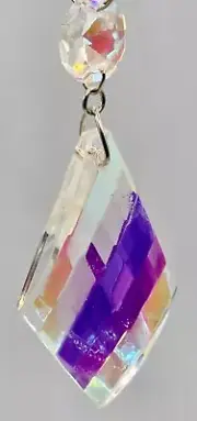55mm Faceted Diamond Rainbow Prism Crystal Hanging Ornament Sun-catcher 6.25"