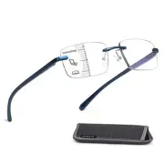 Premium Aluminum Progressive Multifocus Reading Glasses Men Blue Light