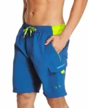 Speedo Men's Marina Sport VaporPLUS 9" Swim Trunks in Blue Lemonade-Small