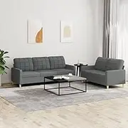 Generic 2 Piece Sofa Set with Cushions Dark Grey Fabric
