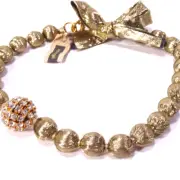 Neiman Marcus Women's Gold Lame ribbon Fireball Necklace NWT 498