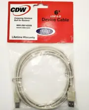 USB Printer Cable A/B CDW Packaging, Belkin Brand 6' Long