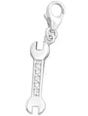 Sterling Silver Cubic Zirconia Spanner Clip on Charm