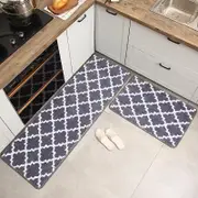 2x grey kitchen rugs and mats non slip runner carpets for floor, kitchen, bathroom, sink, office, laundry