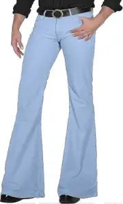 70s Disco Pants for Men Mens Bell Bottom Jeans Pants 60s 70s Bell Bottoms Vintage Denim Pants Jeans for Men A009-sky Blue Large