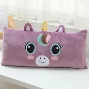 Stuffed Animal Lumbar Pillow, Super Soft Plush Cuddle Throw Pillow for Kids, Cute Unicorn Shaped Pillow, 12 x 24 Inches, Purple
