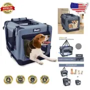 Portable 27'' Soft Dog Crate with Fleece Mat - Ideal Travel Pet Carrier