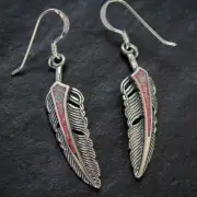 Eagle Feather Earrings • 925 Sterling Silver • Navajo Inspired • Bird Feather...
