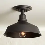 Arnett Rustic Semi Flush Mount Outdoor Ceiling Light Fixture Black 9 1/4" Porch