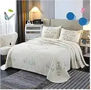 Queen King Quilt Bedding Set Lightweight Beige Jacquard Cotton Bedspreads Coverlets Bed Cover for All Season, 3 Piece(203x279cm+51x66cm x2)